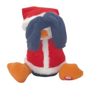 Giggles International - Peek A Boo - Animated Christmas Penguin in Santa Hat 10"